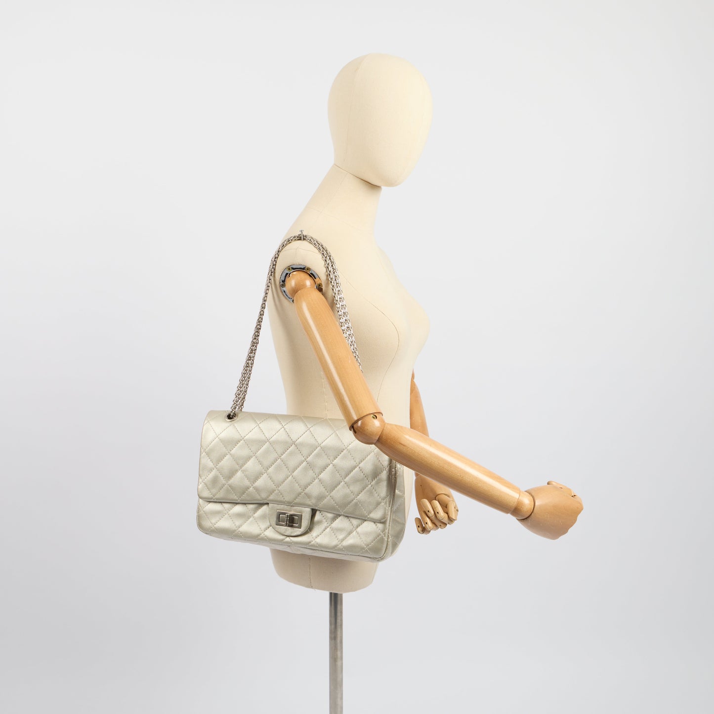 Chanel Shoulder Bag 2.55 Reissue - Maxi in Metallic, Leather — Side View