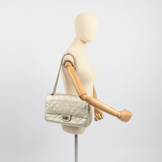 Chanel Shoulder Bag 2.55 Reissue - Maxi in Metallic, Leather — Side View