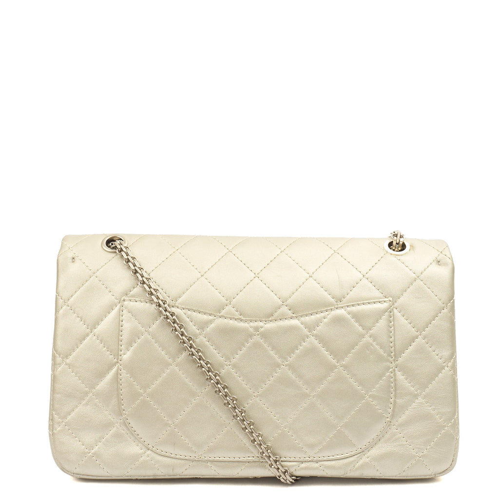 Chanel Shoulder Bag 2.55 Reissue - Maxi in Metallic, Leather — Top View