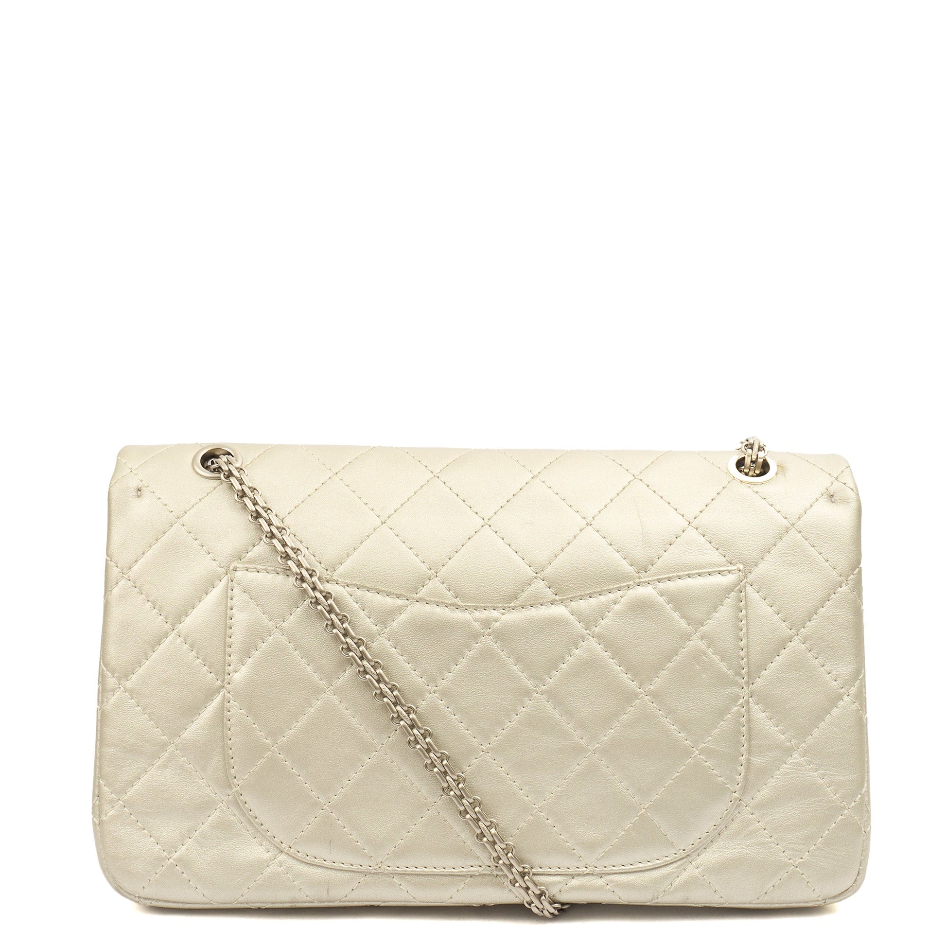Chanel Shoulder Bag 2.55 Reissue - Maxi in Metallic, Leather — Top View