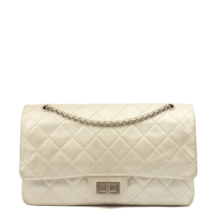 Chanel Shoulder Bag 2.55 Reissue - Maxi in Metallic, Leather — Front View