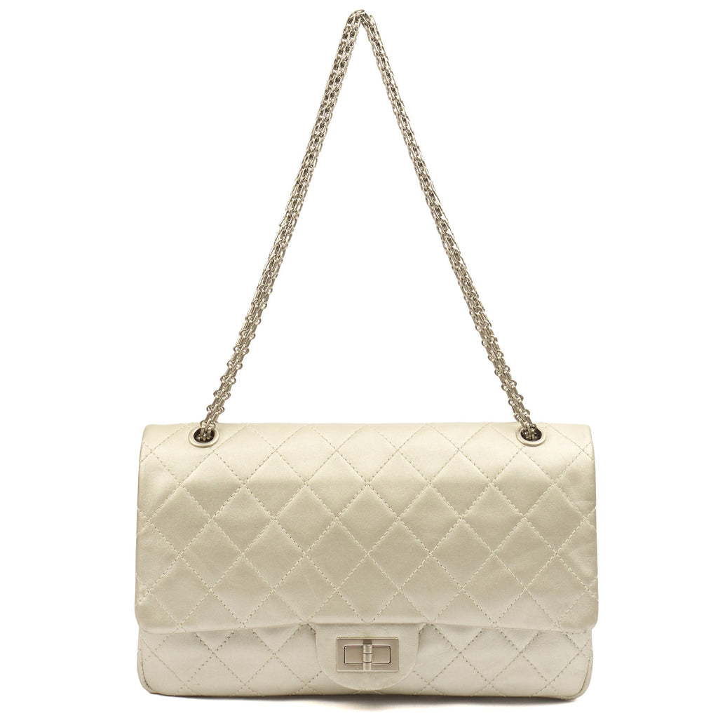Chanel Shoulder Bag 2.55 Reissue - Maxi in Metallic, Leather — Lifestyle View