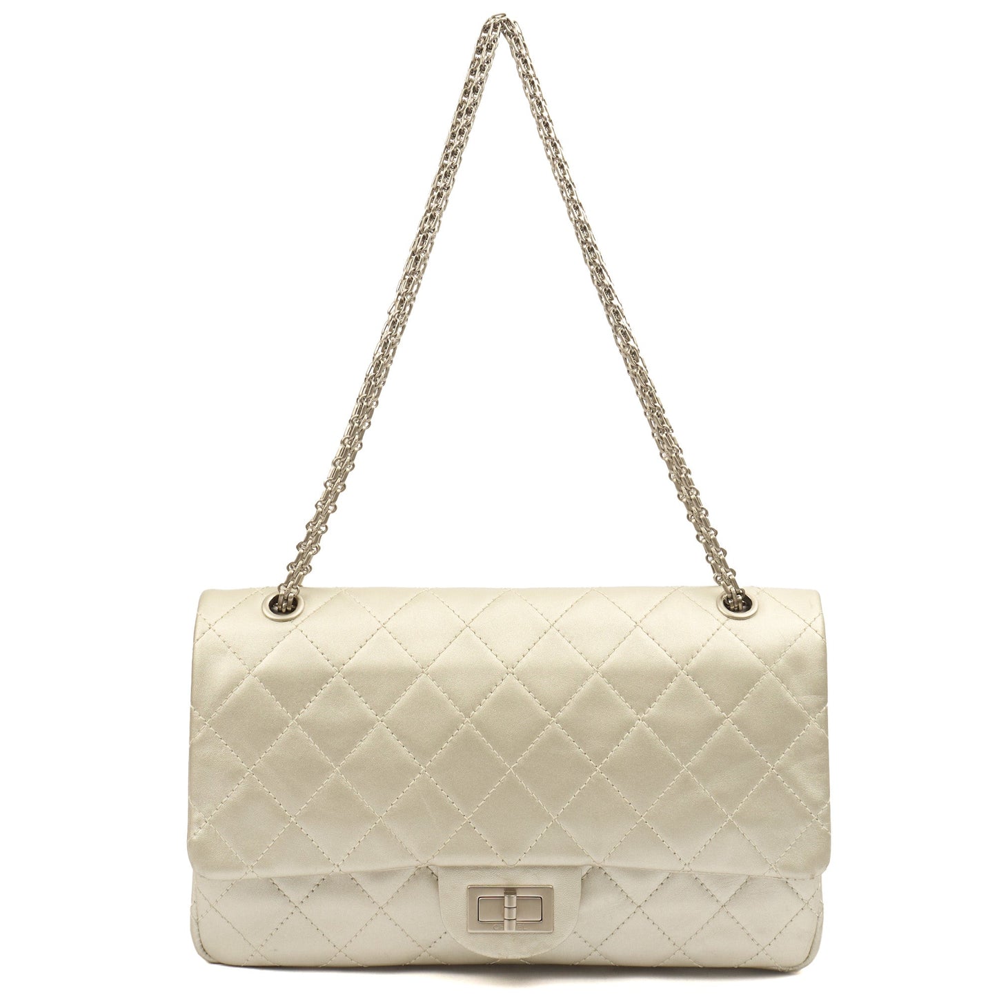 Chanel Shoulder Bag 2.55 Reissue - Maxi in Metallic, Leather — Lifestyle View