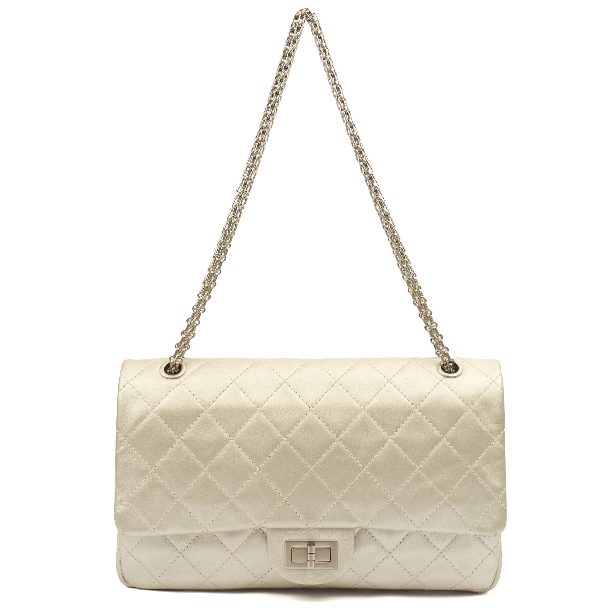 Chanel Shoulder Bag 2.55 Reissue - Maxi in Metallic, Leather — Lifestyle View