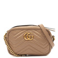 Gucci Cross Body Marmont Shoulder Bag - Small in Brown, Leather — Front View
