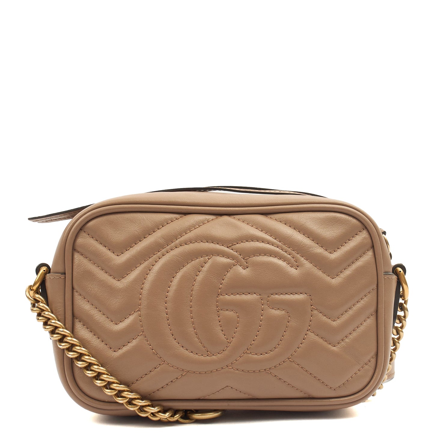 Gucci Cross Body Marmont Shoulder Bag - Small in Brown, Leather — Back View