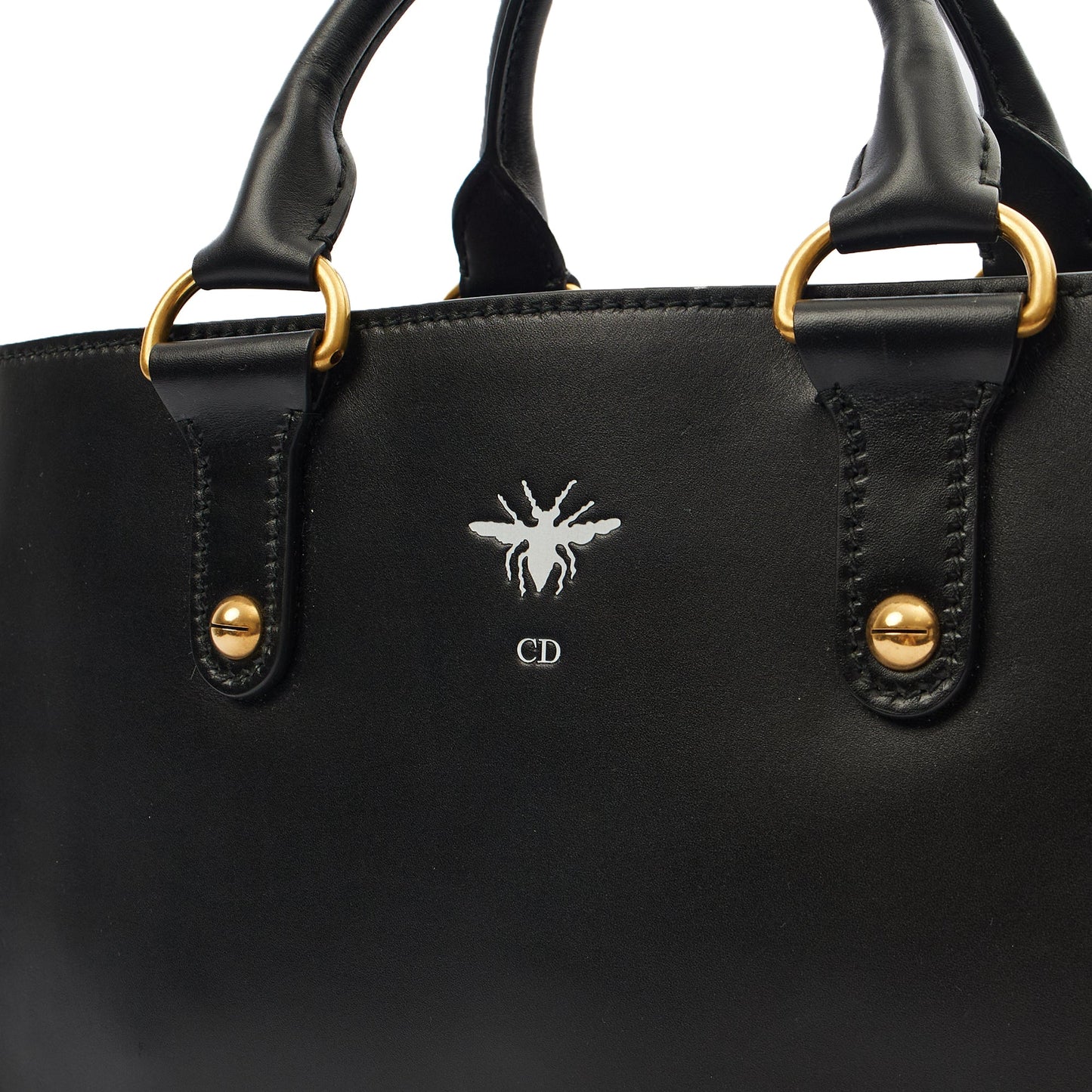 Christian Dior Tote D-Bee Shopping Bag in Black, Leather — Lifestyle View