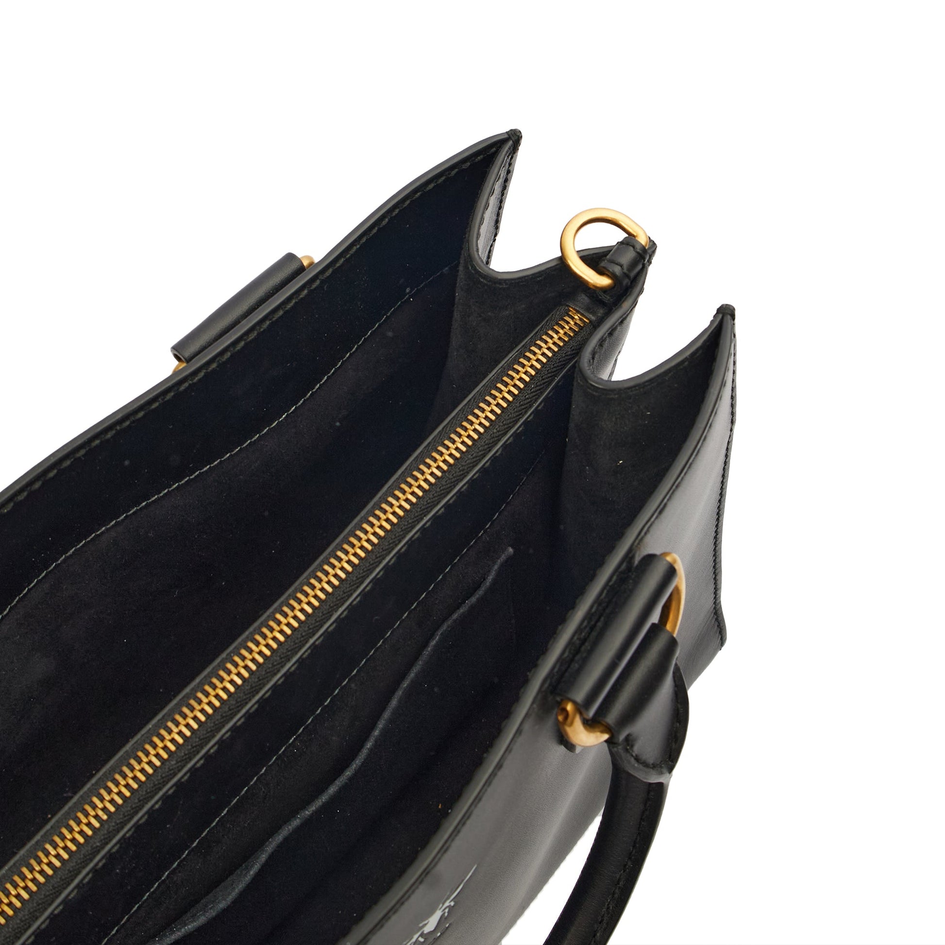 Christian Dior Tote D-Bee Shopping Bag in Black, Leather — Detail View