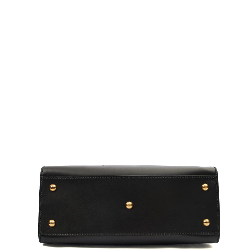 Christian Dior Tote D-Bee Shopping Bag in Black, Leather — Top View
