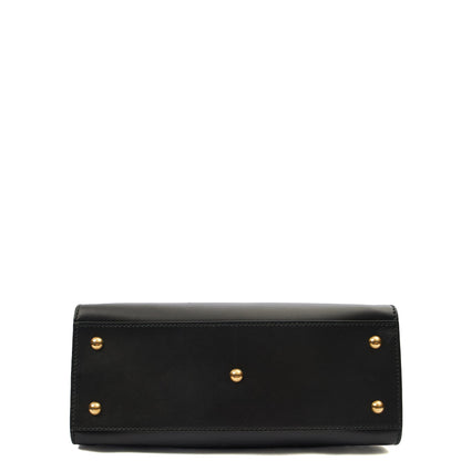 Christian Dior Tote D-Bee Shopping Bag in Black, Leather — Top View