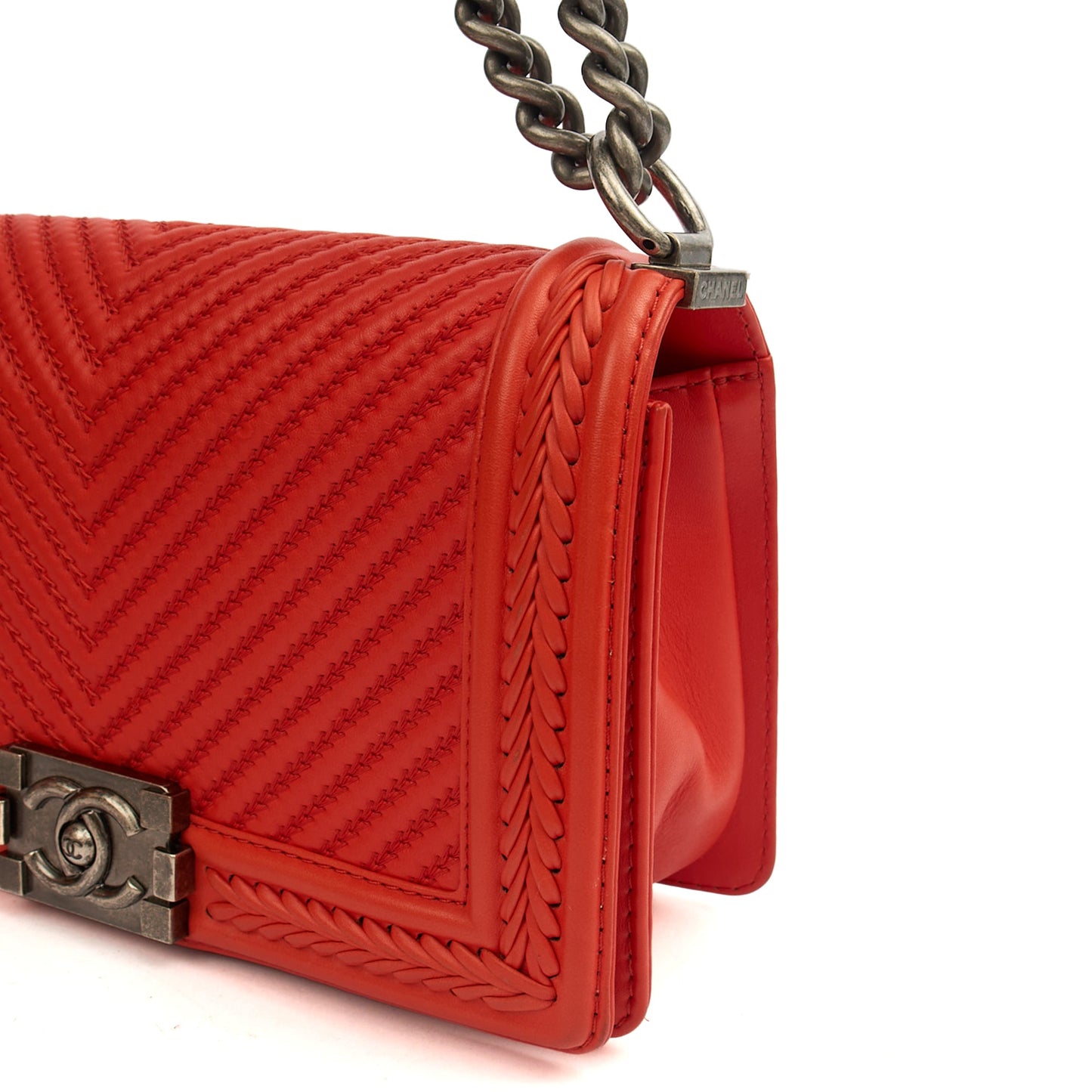 Chanel Cross Body Boy - Medium in Red, Calfskin Leather — Alternate View 9
