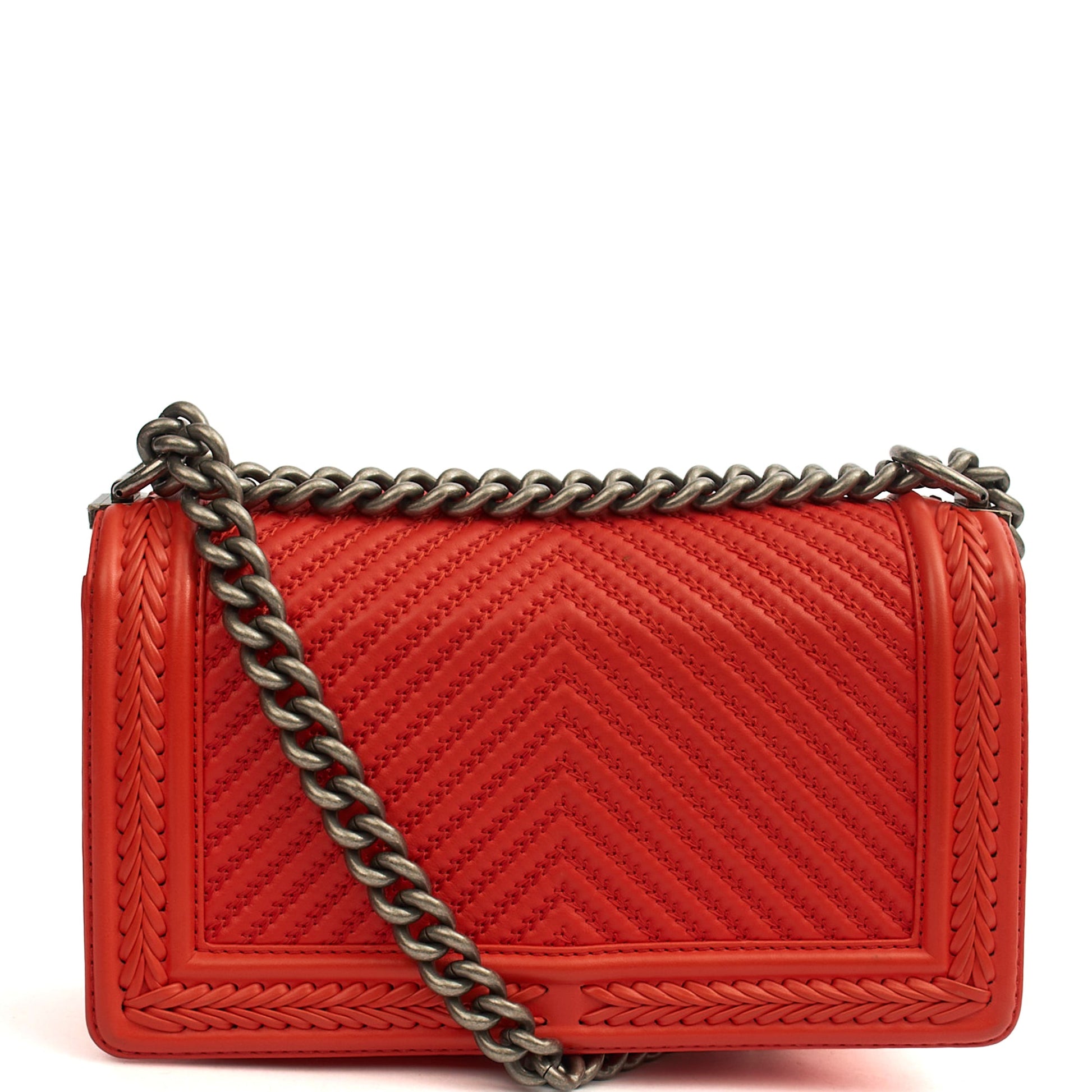 Chanel Cross Body Boy - Medium in Red, Calfskin Leather — Top View