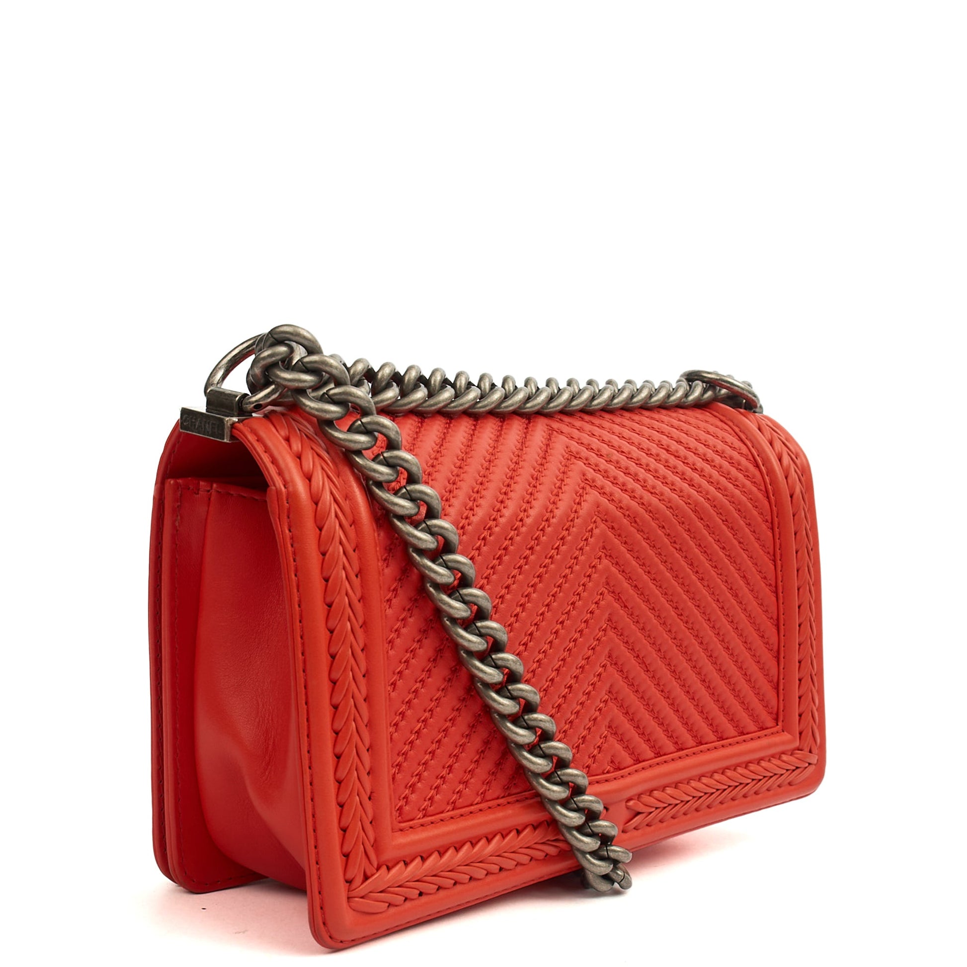 Chanel Cross Body Boy - Medium in Red, Calfskin Leather — Back View
