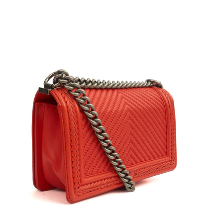 Chanel Cross Body Boy - Medium in Red, Calfskin Leather — Back View