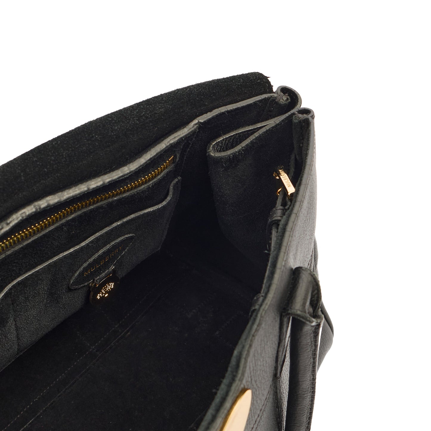 Mulberry Tote Bayswater Heritage in Black, Calfskin Leather — Detail View