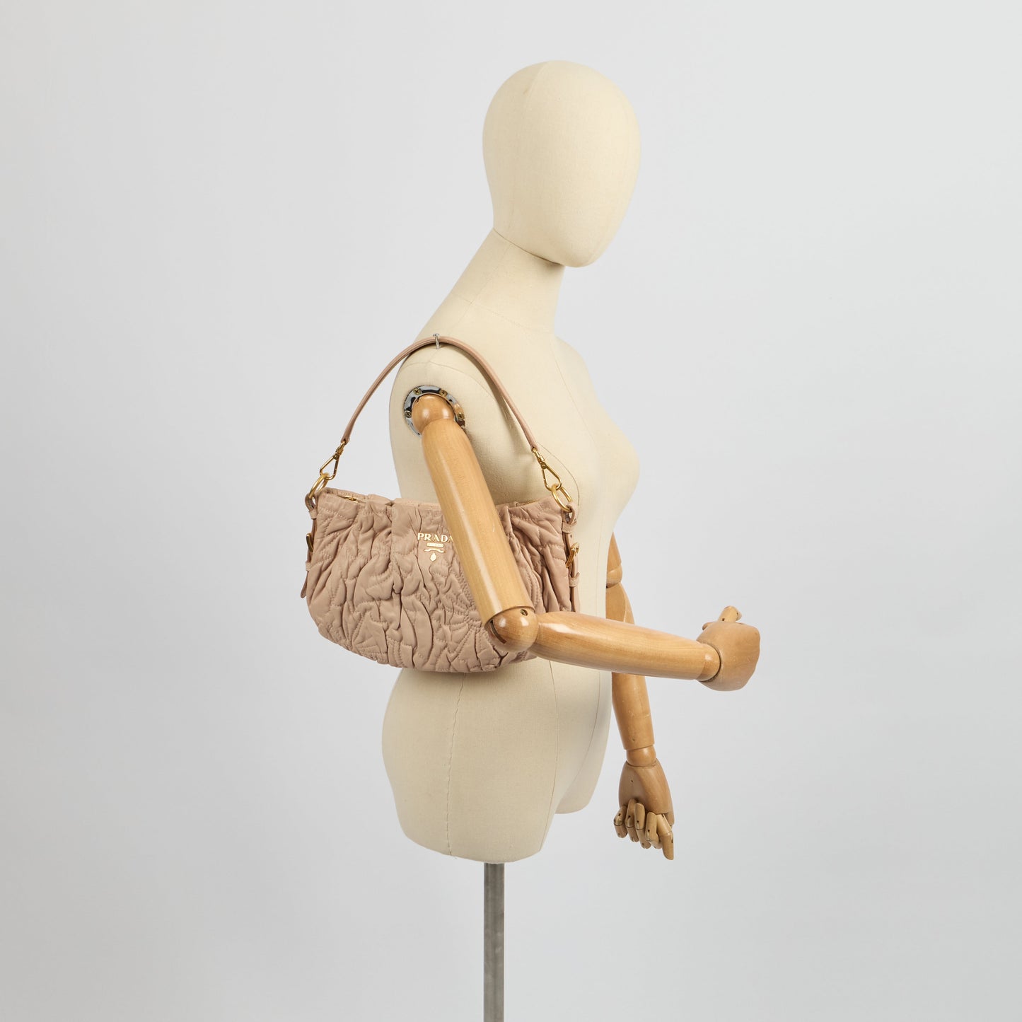 Prada Shoulder Bag Shoulder Bag in Rose Pink, Calfskin — Side View
