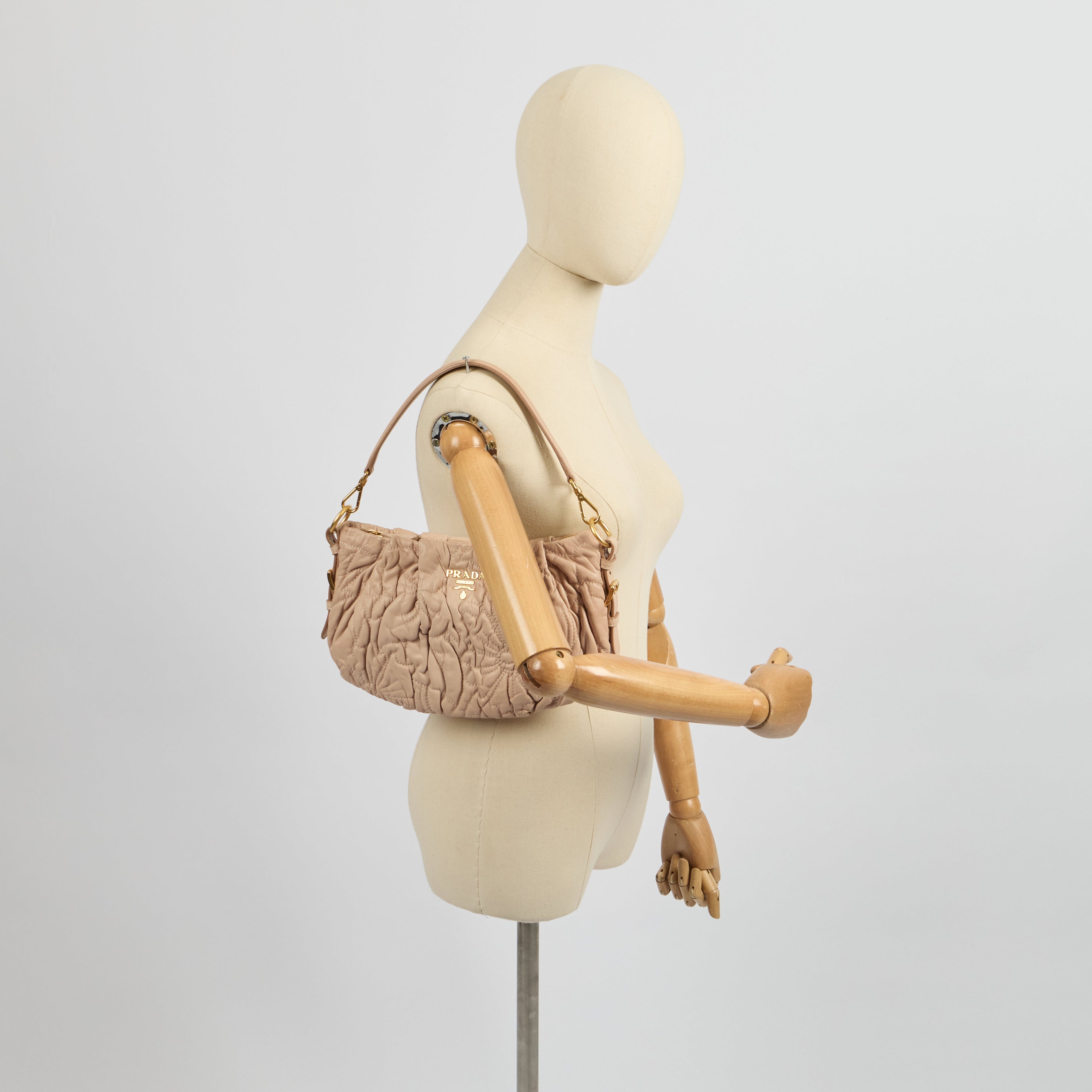Prada Shoulder Bag Shoulder Bag in Rose Pink, Calfskin — Side View