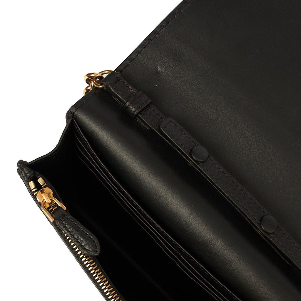 Burberry Cross Body Wallet On Chain in Black, Leather — Detail View