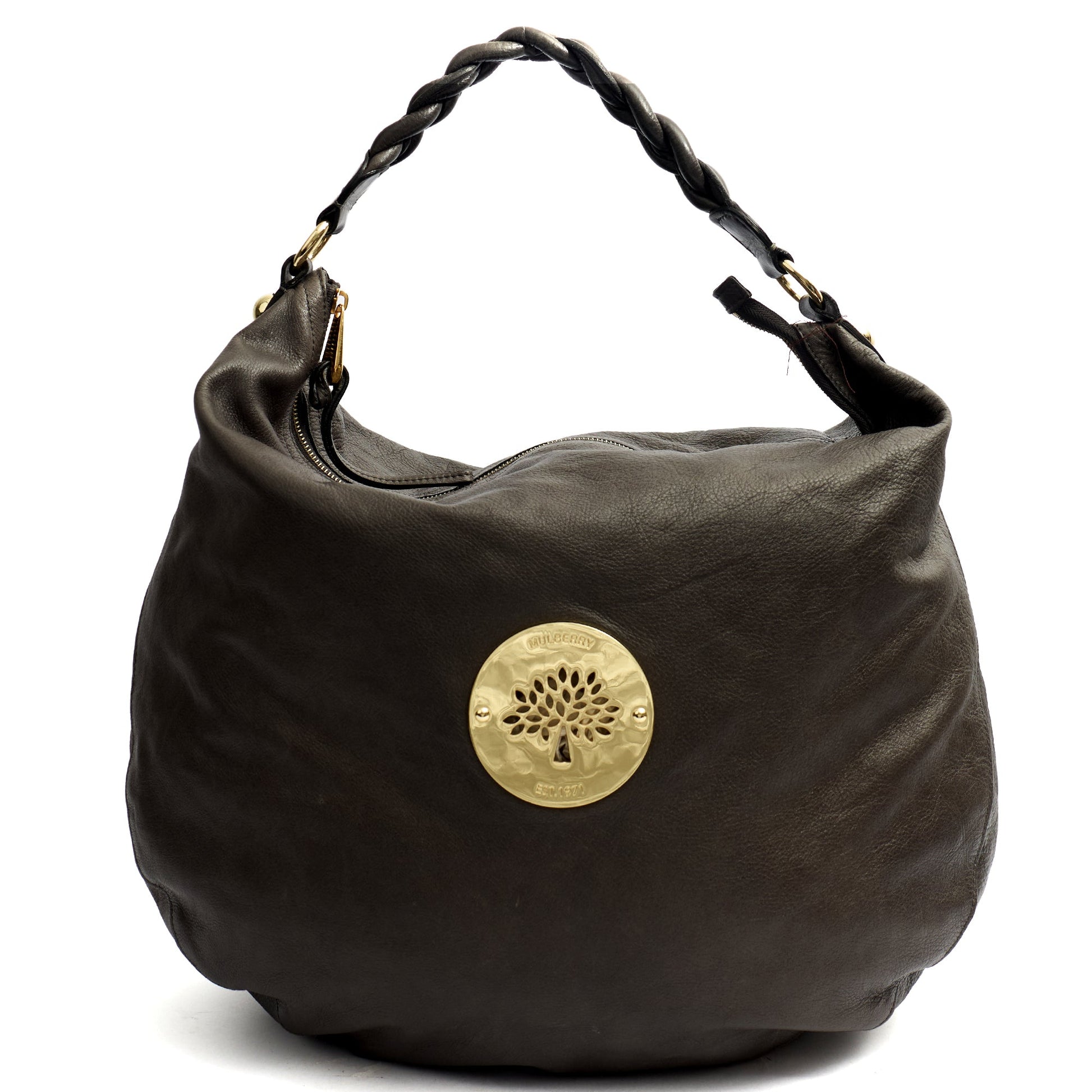 Mulberry Shoulder Bag Daria Hobo in Graphite, Calfskin Leather — Front View