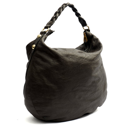 Mulberry Shoulder Bag Daria Hobo in Graphite, Calfskin Leather — Back View