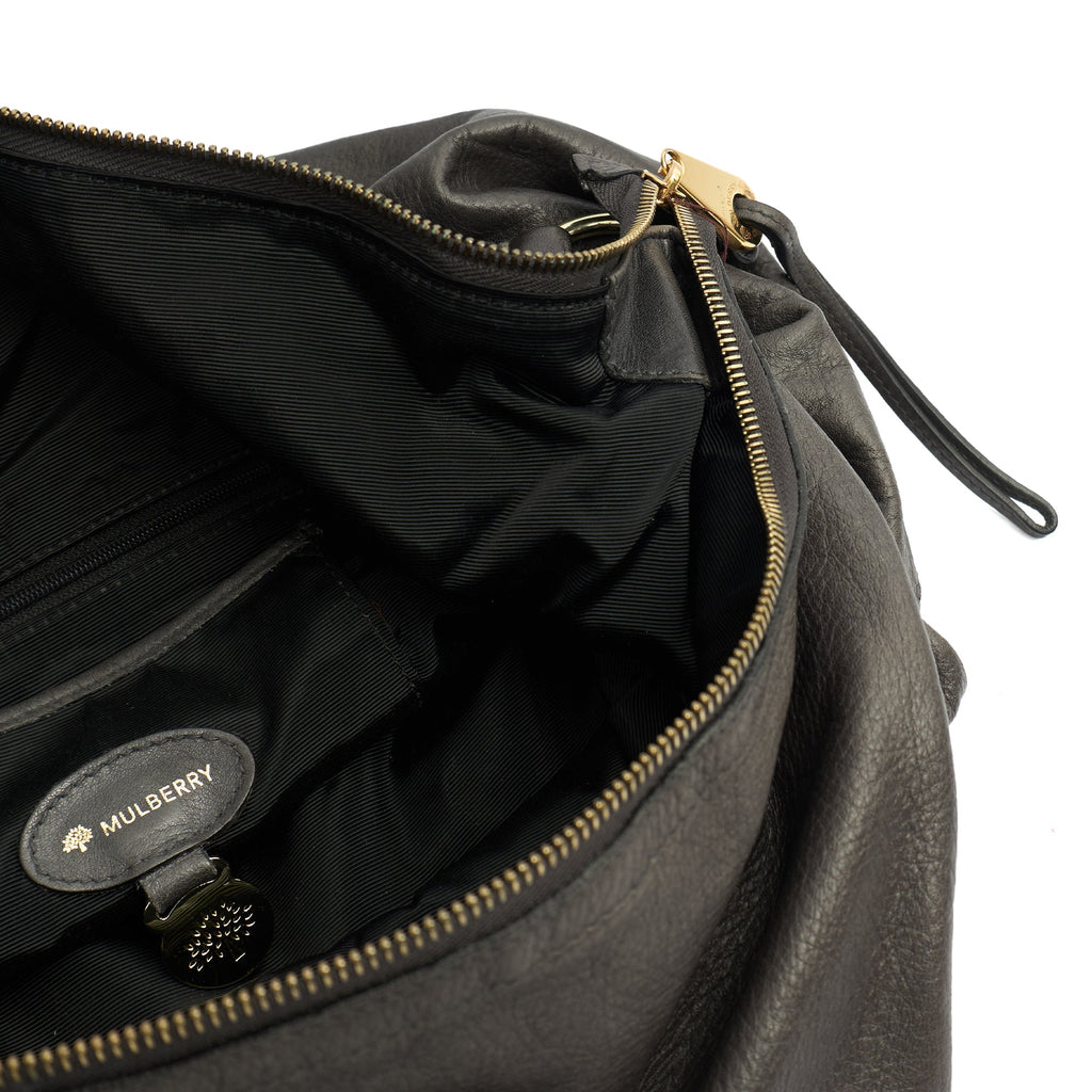 Mulberry Shoulder Bag Daria Hobo in Graphite, Calfskin Leather — Lifestyle View