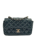 Chanel Mini Bag Classic - Mini (Rectangular) in Blue, Patent Leather — Front View