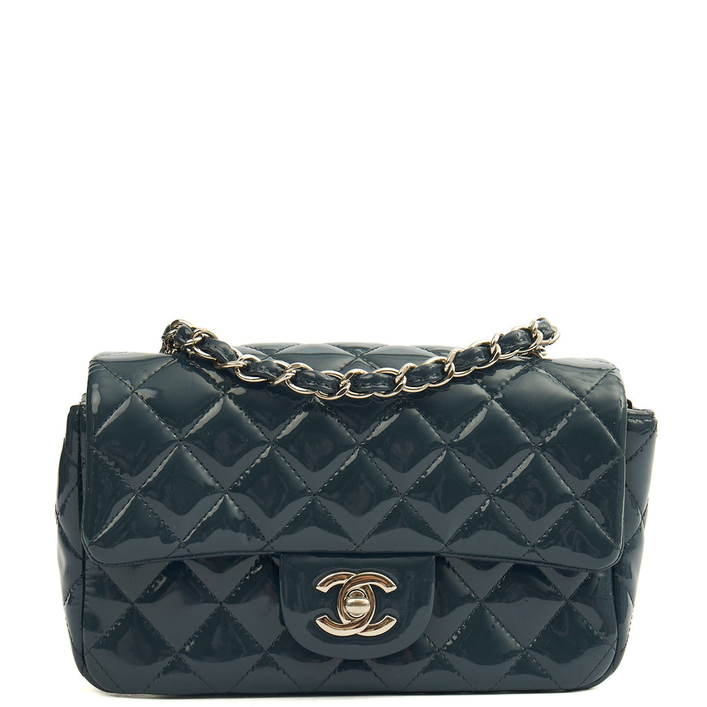 Chanel Mini Bag Classic - Mini (Rectangular) in Blue, Patent Leather — Alternate View 19
