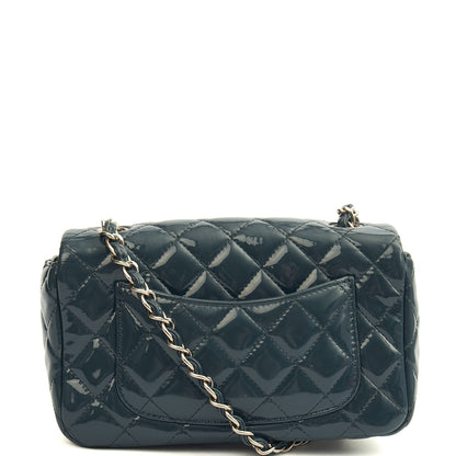 Chanel Mini Bag Classic - Mini (Rectangular) in Blue, Patent Leather — Back View