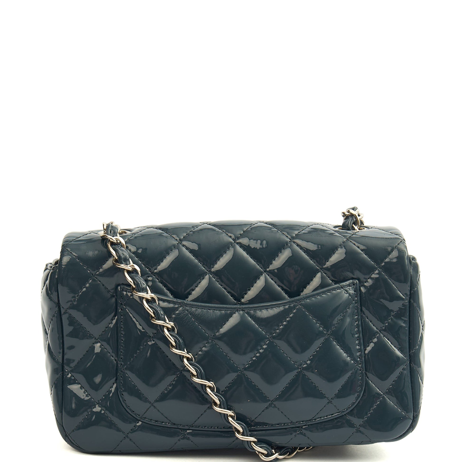 Chanel Mini Bag Classic - Mini (Rectangular) in Blue, Patent Leather — Alternate View 12