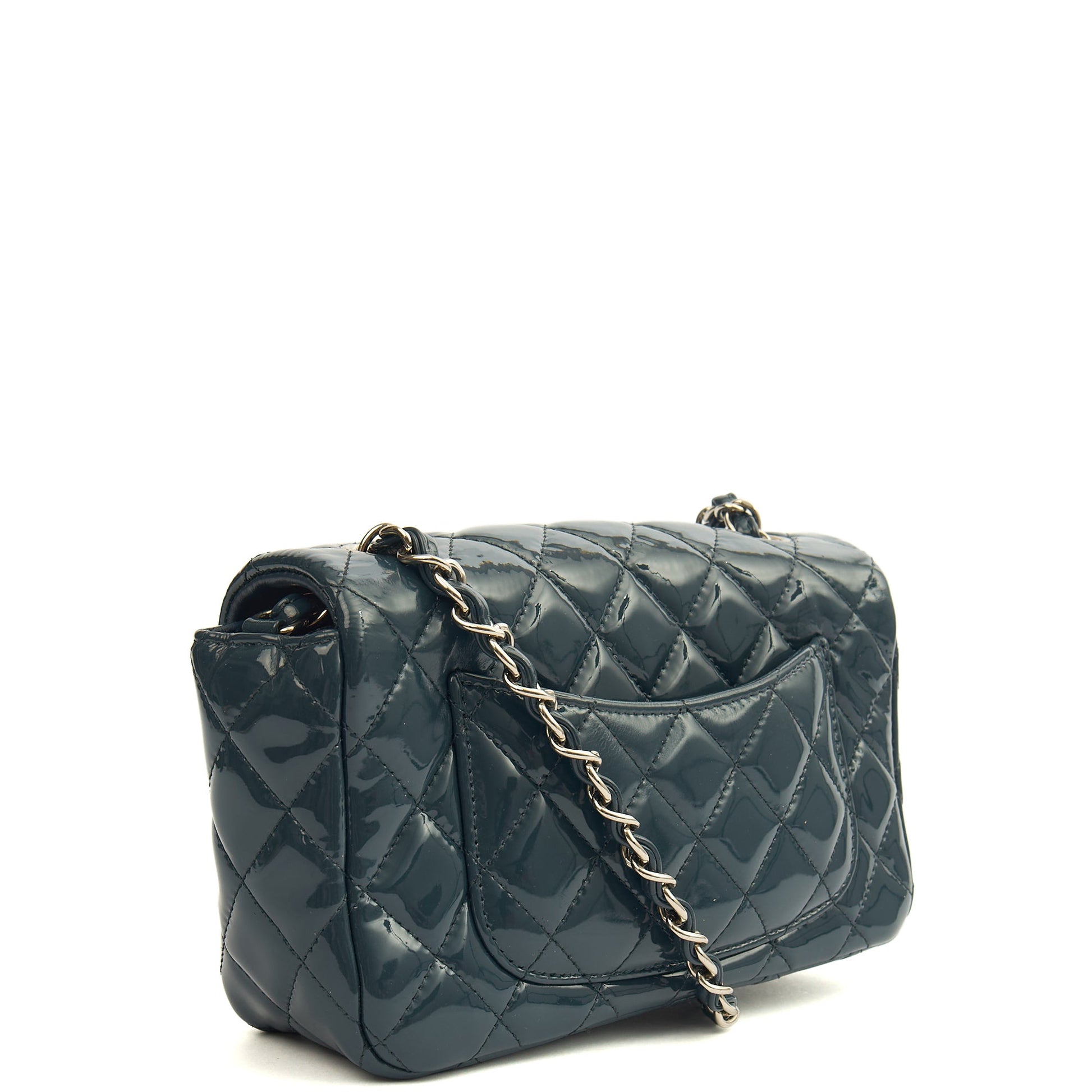 Chanel Mini Bag Classic - Mini (Rectangular) in Blue, Patent Leather — Alternate View 11
