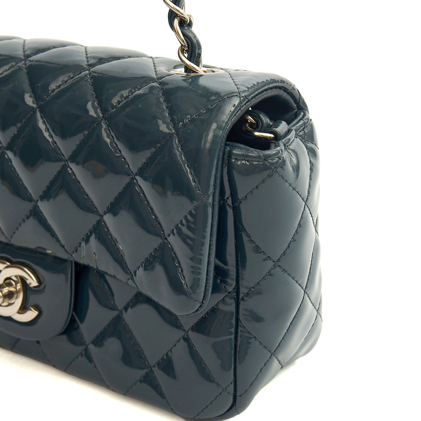 Chanel Mini Bag Classic - Mini (Rectangular) in Blue, Patent Leather — Alternate View 7