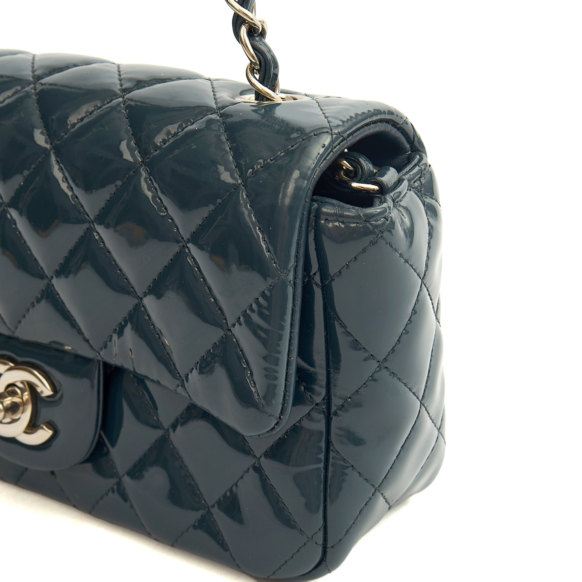 Chanel Mini Bag Classic - Mini (Rectangular) in Blue, Patent Leather — Alternate View 16