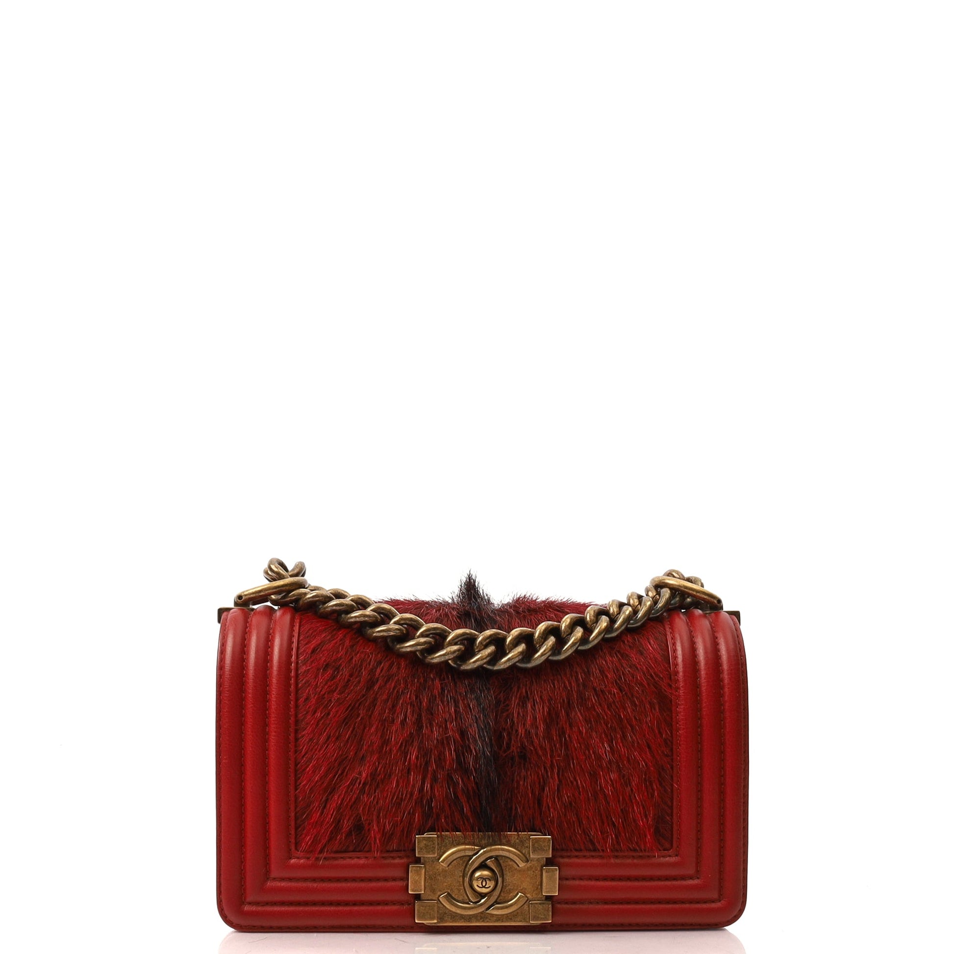 Chanel Shoulder Bag Boy - Small in Red, Calfskin Leather — Front View
