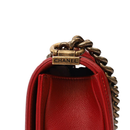 Chanel Shoulder Bag Boy - Small in Red, Calfskin Leather — Alternate View 7