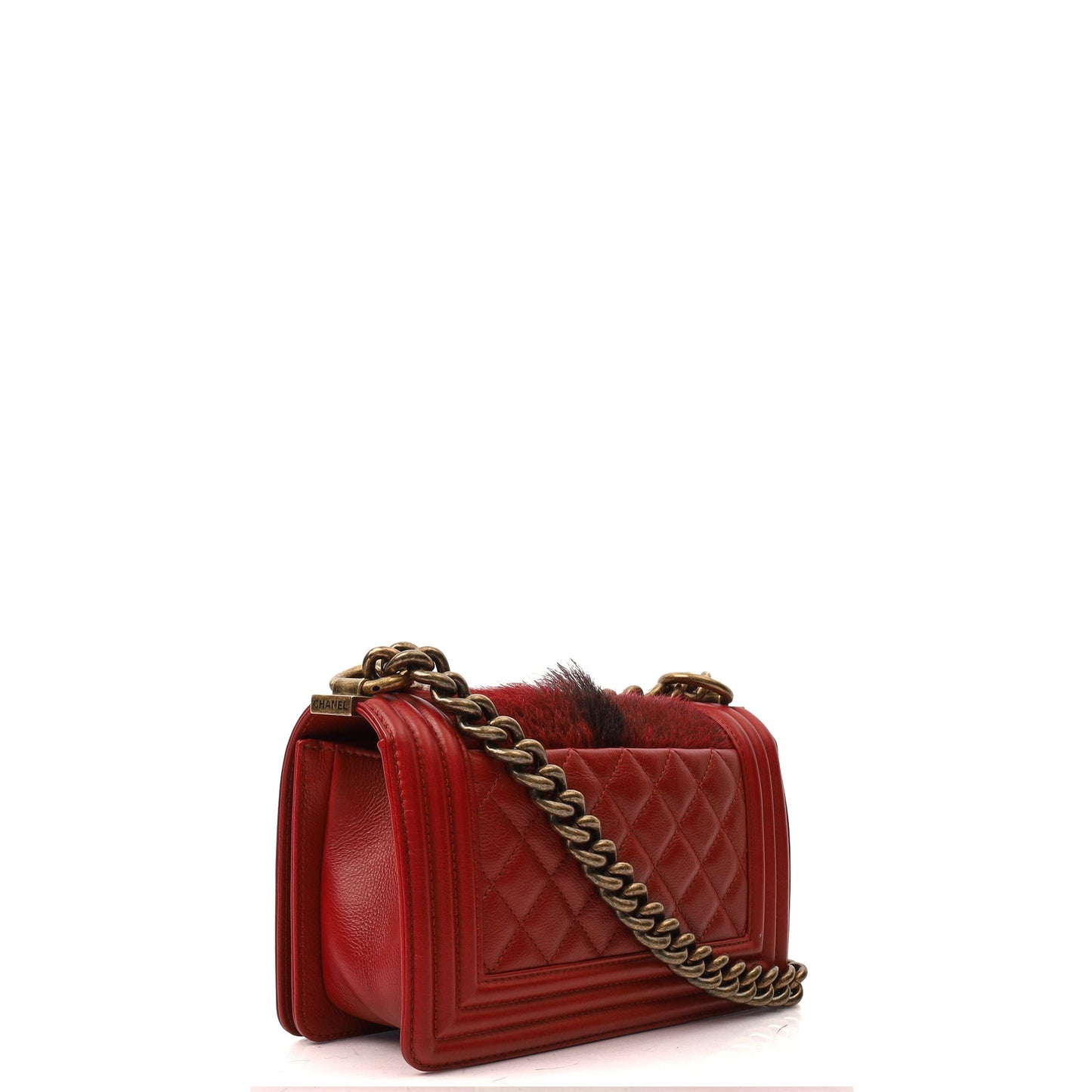 Chanel Shoulder Bag Boy - Small in Red, Calfskin Leather — Back View