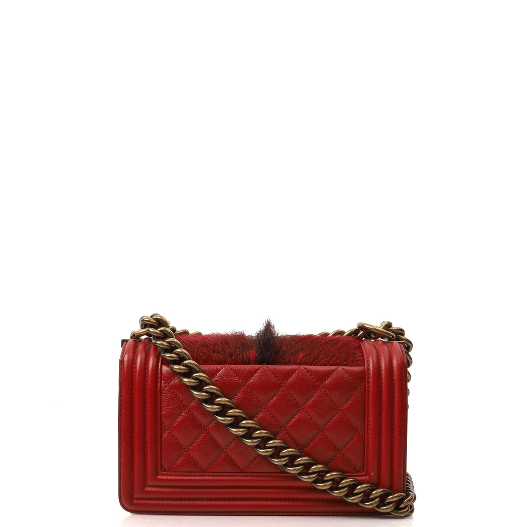 Chanel Shoulder Bag Boy - Small in Red, Calfskin Leather — Top View