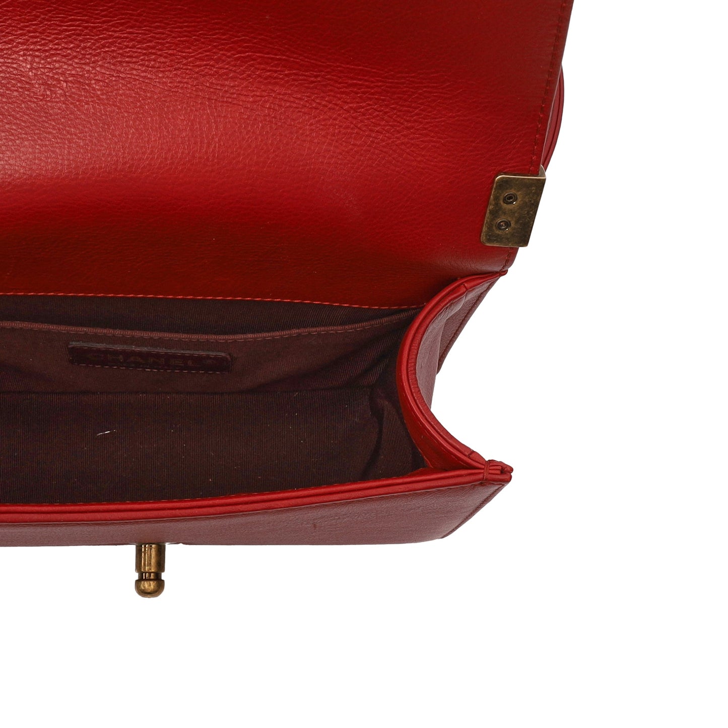 Chanel Shoulder Bag Boy - Small in Red, Calfskin Leather — Alternate View 11
