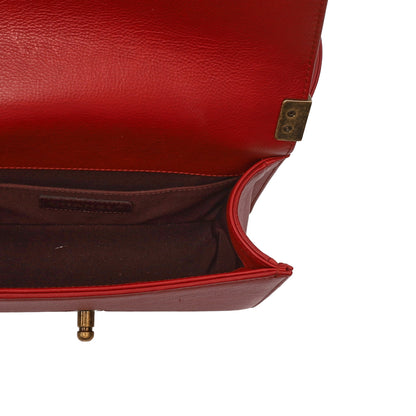 Chanel Shoulder Bag Boy - Small in Red, Calfskin Leather — Alternate View 11
