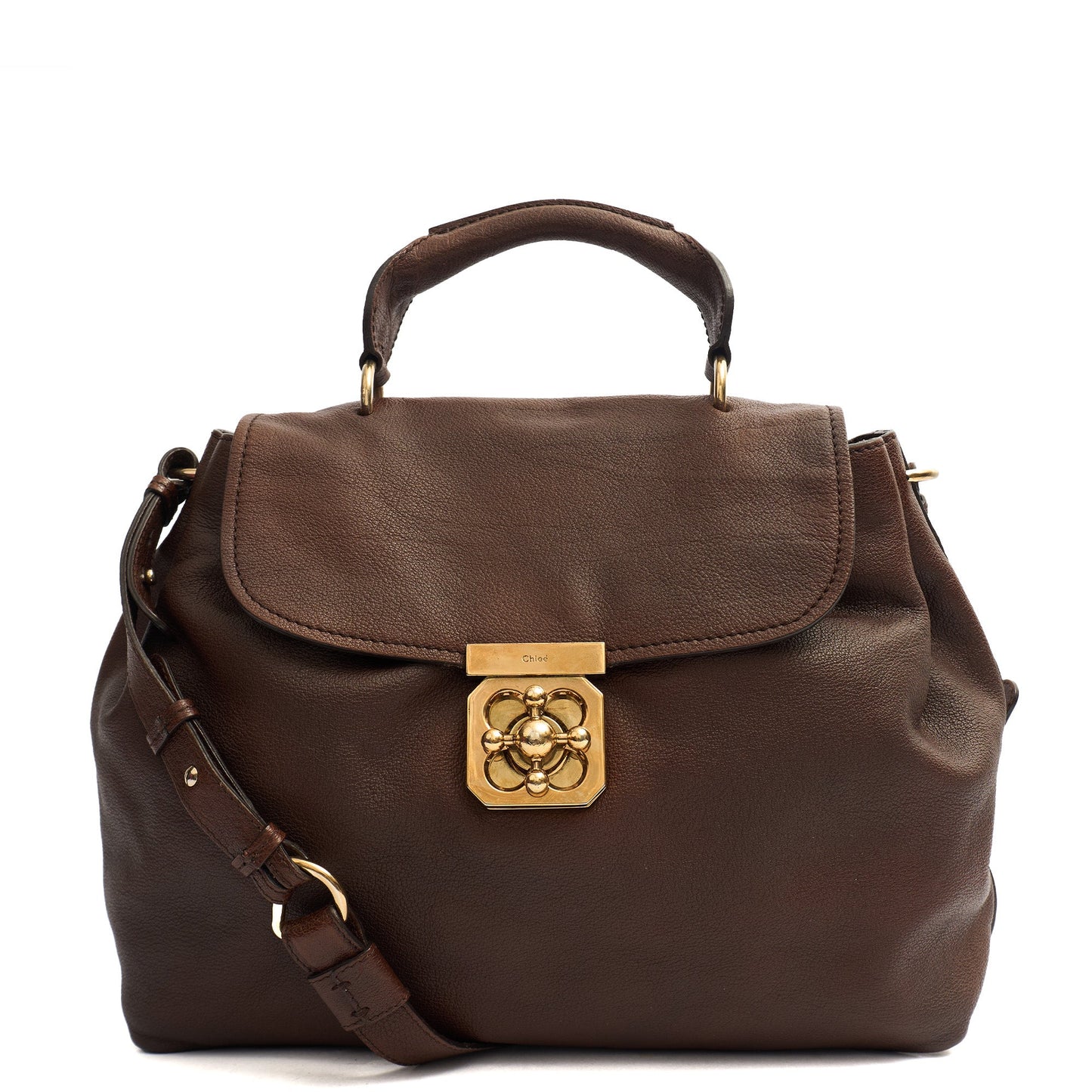 Chloe Satchel Elsie Satchel in Brown, Leather — Front View