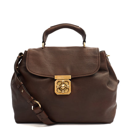 Chloe Satchel Elsie Satchel in Brown, Leather — Front View