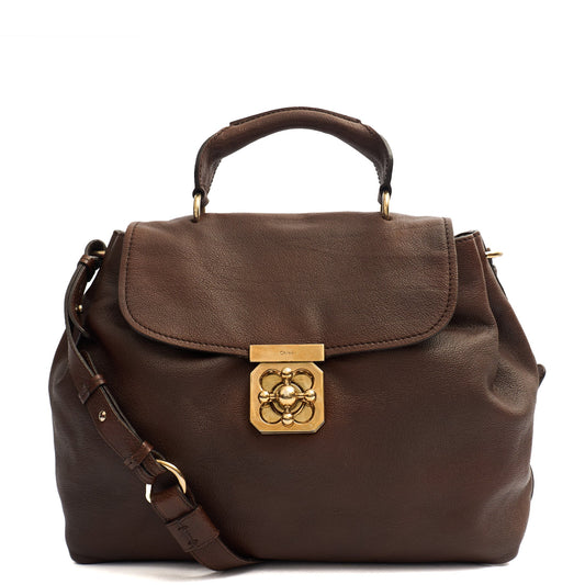 Chloe Satchel Elsie Satchel in Brown, Leather — Front View