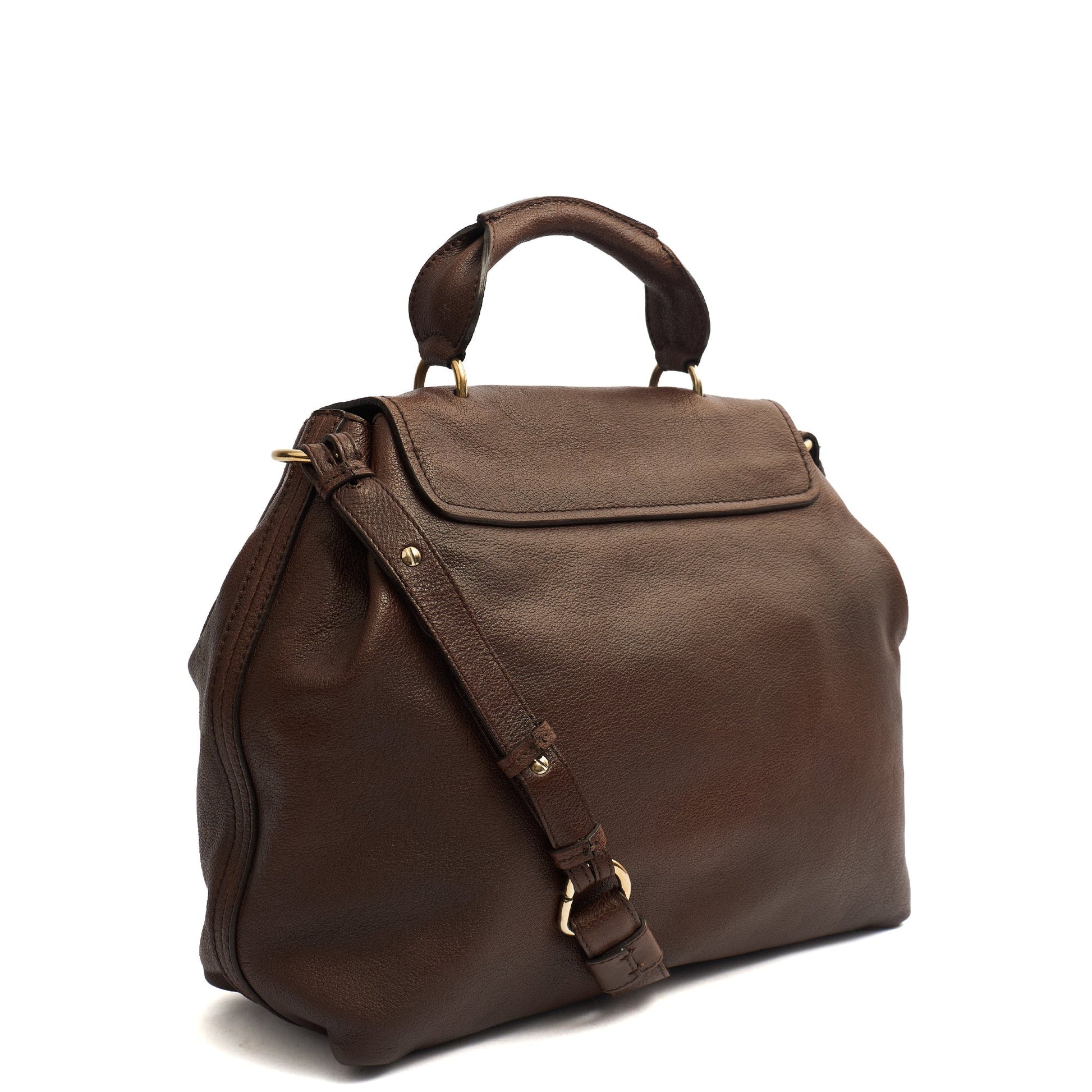 Chloe Satchel Elsie Satchel in Brown, Leather — Back View