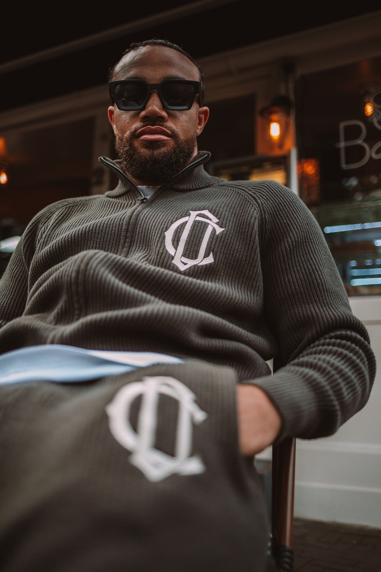 Cardair CD Emblem Knit Track Top - Olive — S — Top View