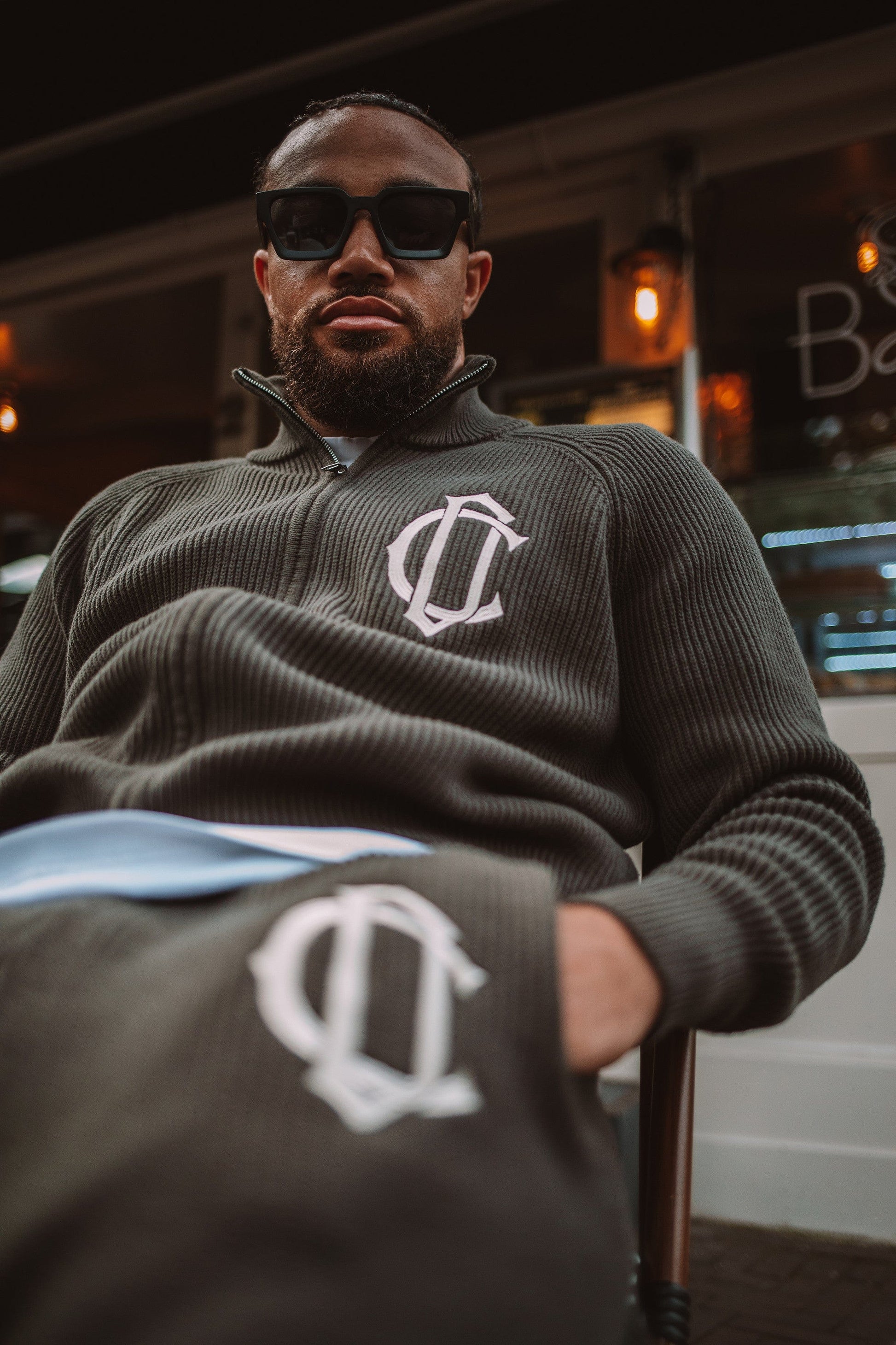 Cardair CD Emblem Knit Track Top - Olive — S — Top View