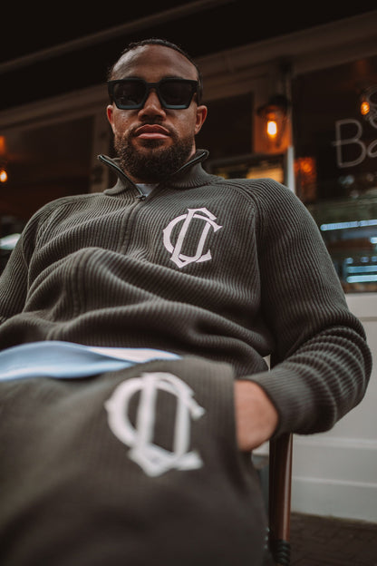 Cardair CD Emblem Knit Track Top - Olive — S — Top View