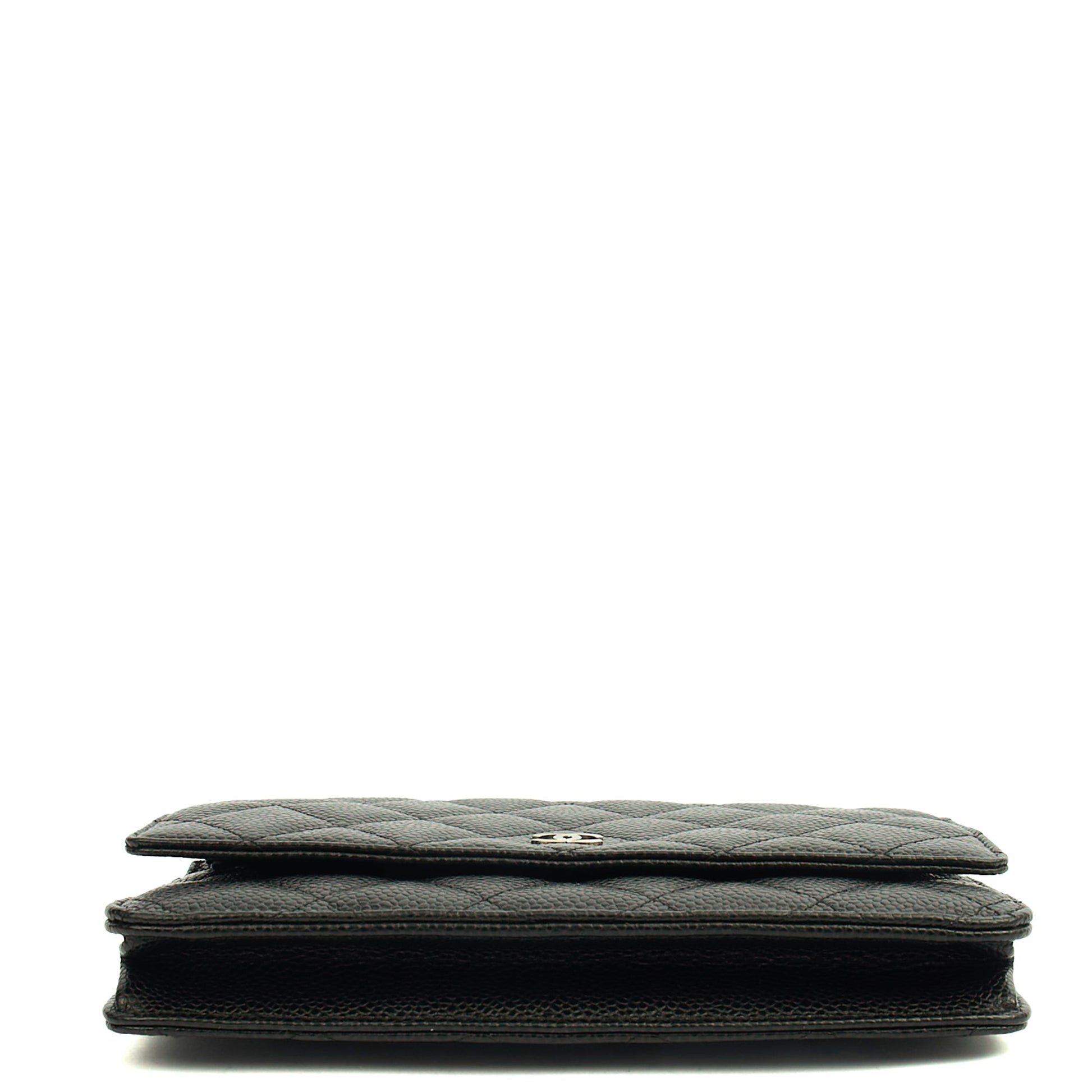Chanel Cross Body Wallet on Chain in Black, Caviar Leather — Top View