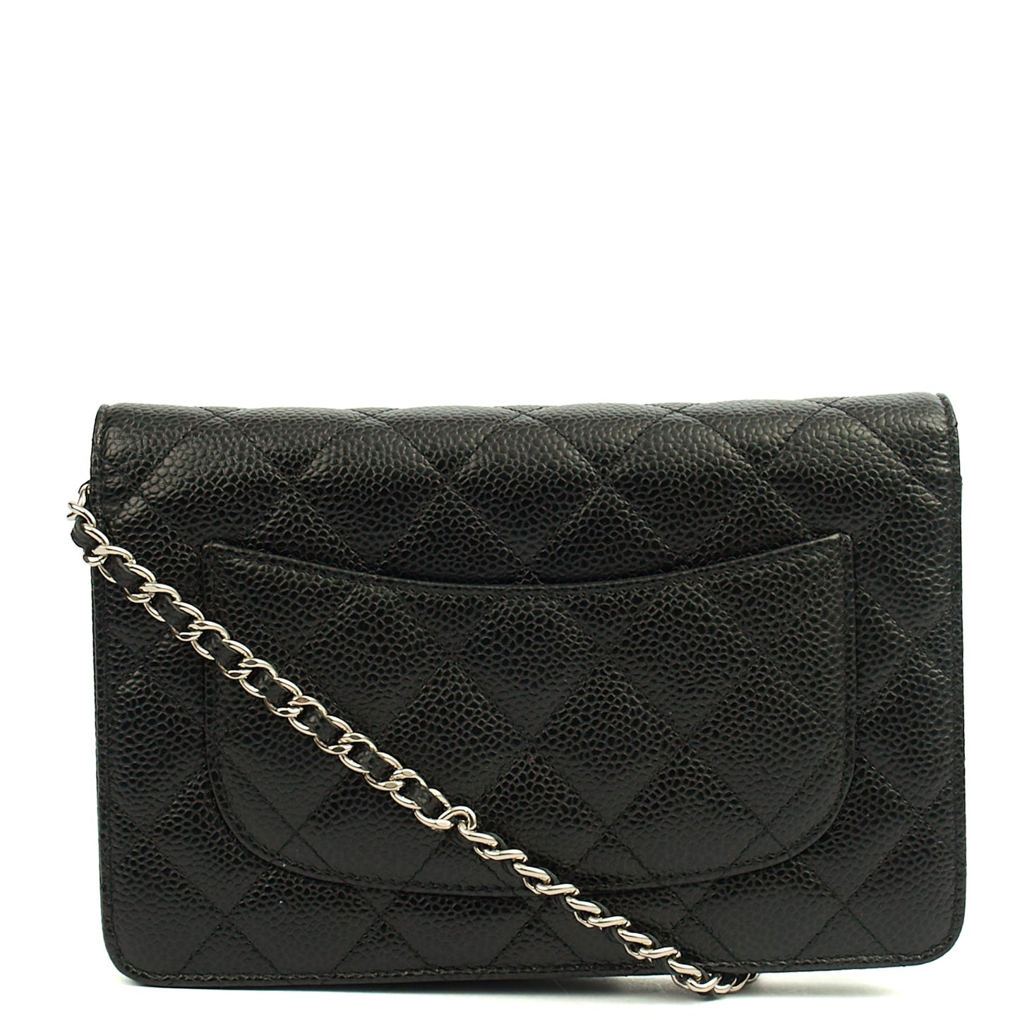 Chanel Cross Body Wallet on Chain in Black, Caviar Leather — Back View