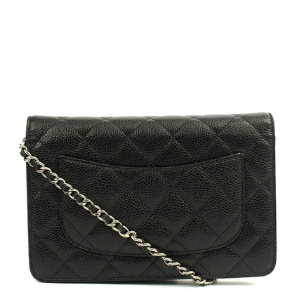 Chanel Cross Body Wallet on Chain in Black, Caviar Leather — Back View