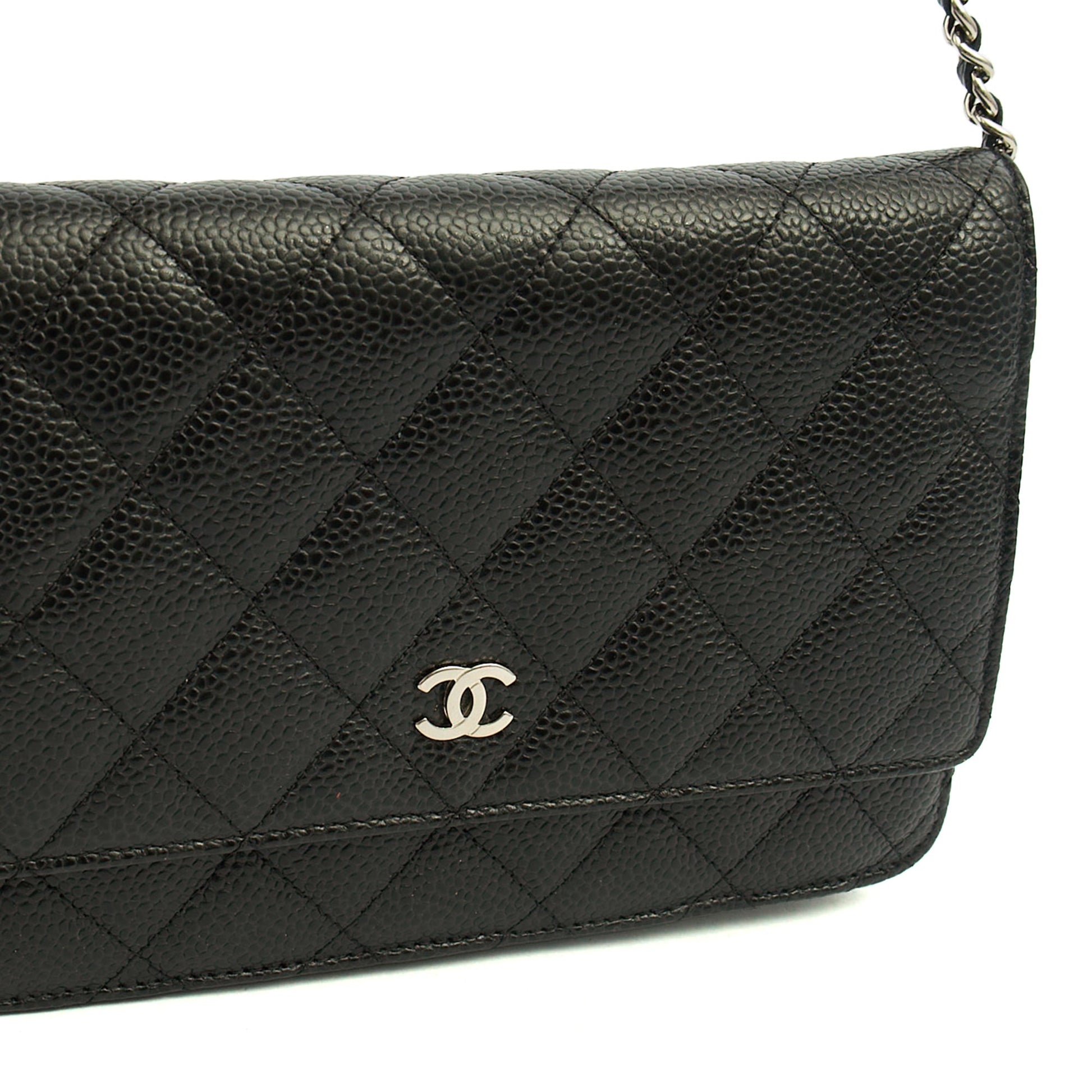 Chanel Cross Body Wallet on Chain in Black, Caviar Leather — Alternate View 17