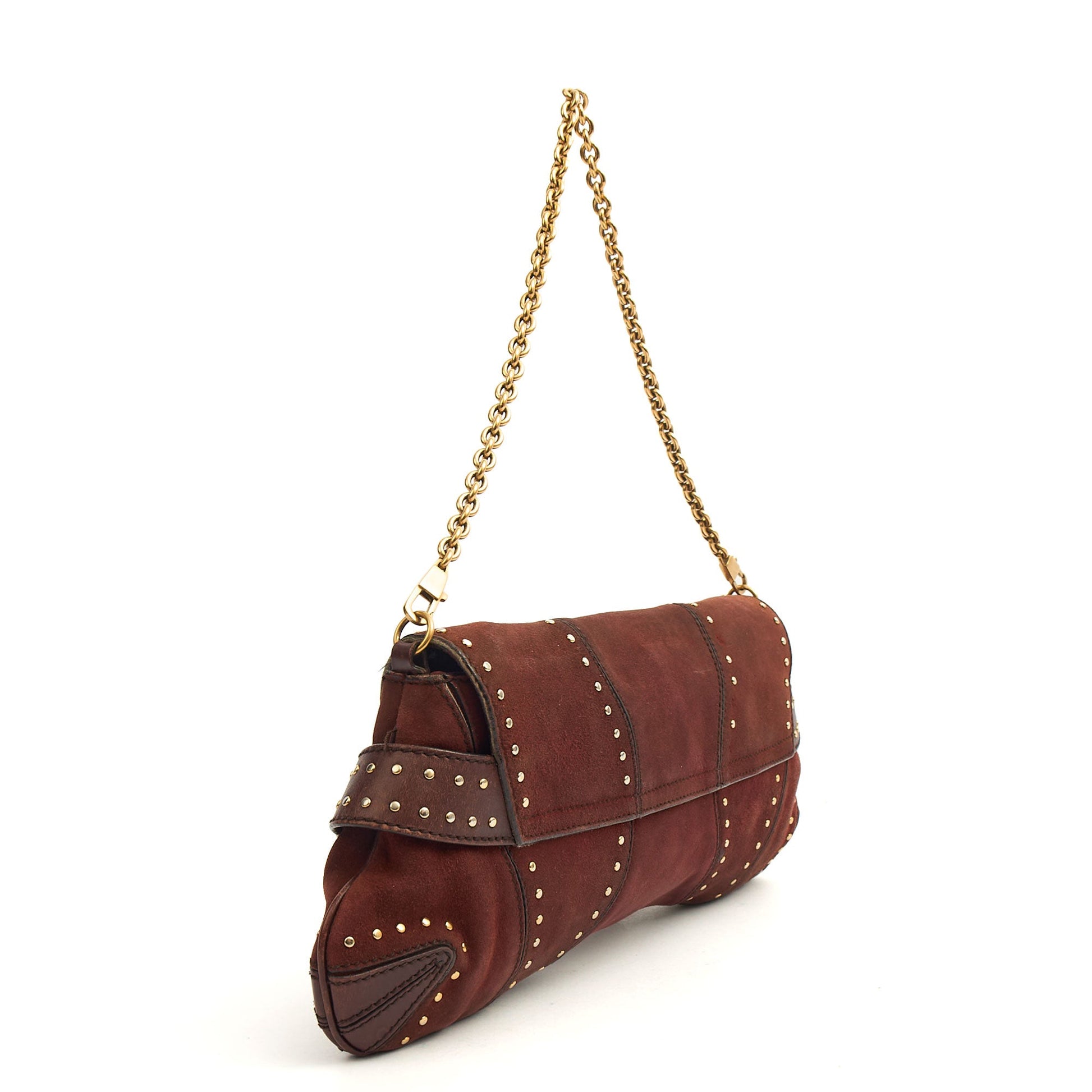 Gucci Shoulder Bag 1955 Horsebit Shoulder Bag in Brown, Suede — Side View